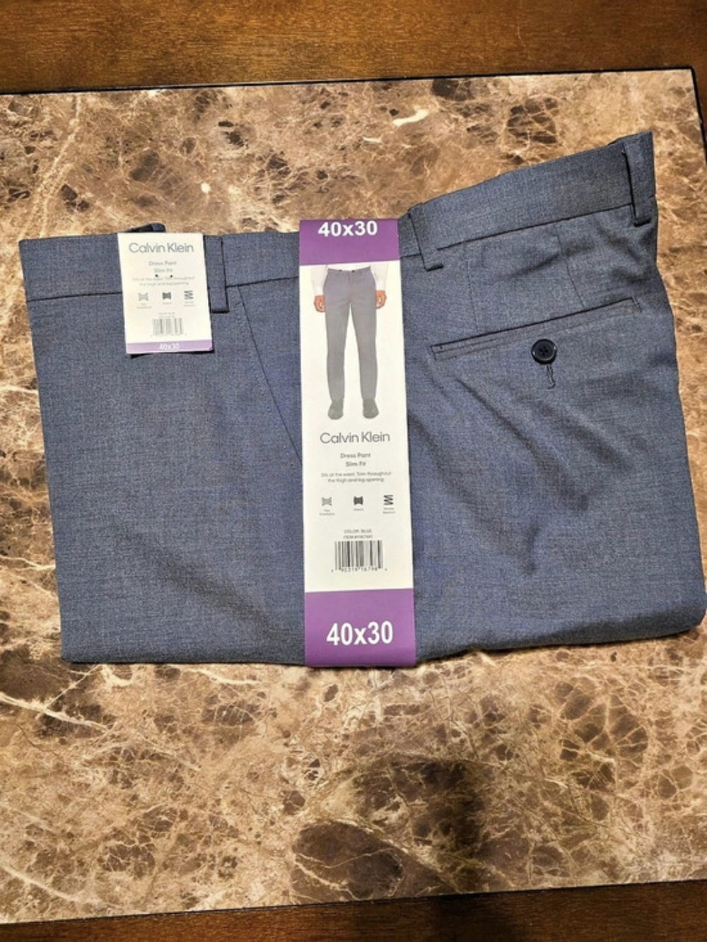 Calvin Klein Dress Pant Slim Fit Blue Waist 40x30
